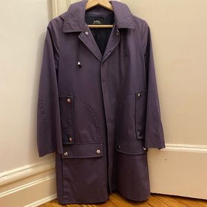 Beautiful A.P.C. Purple trench coat with hoody